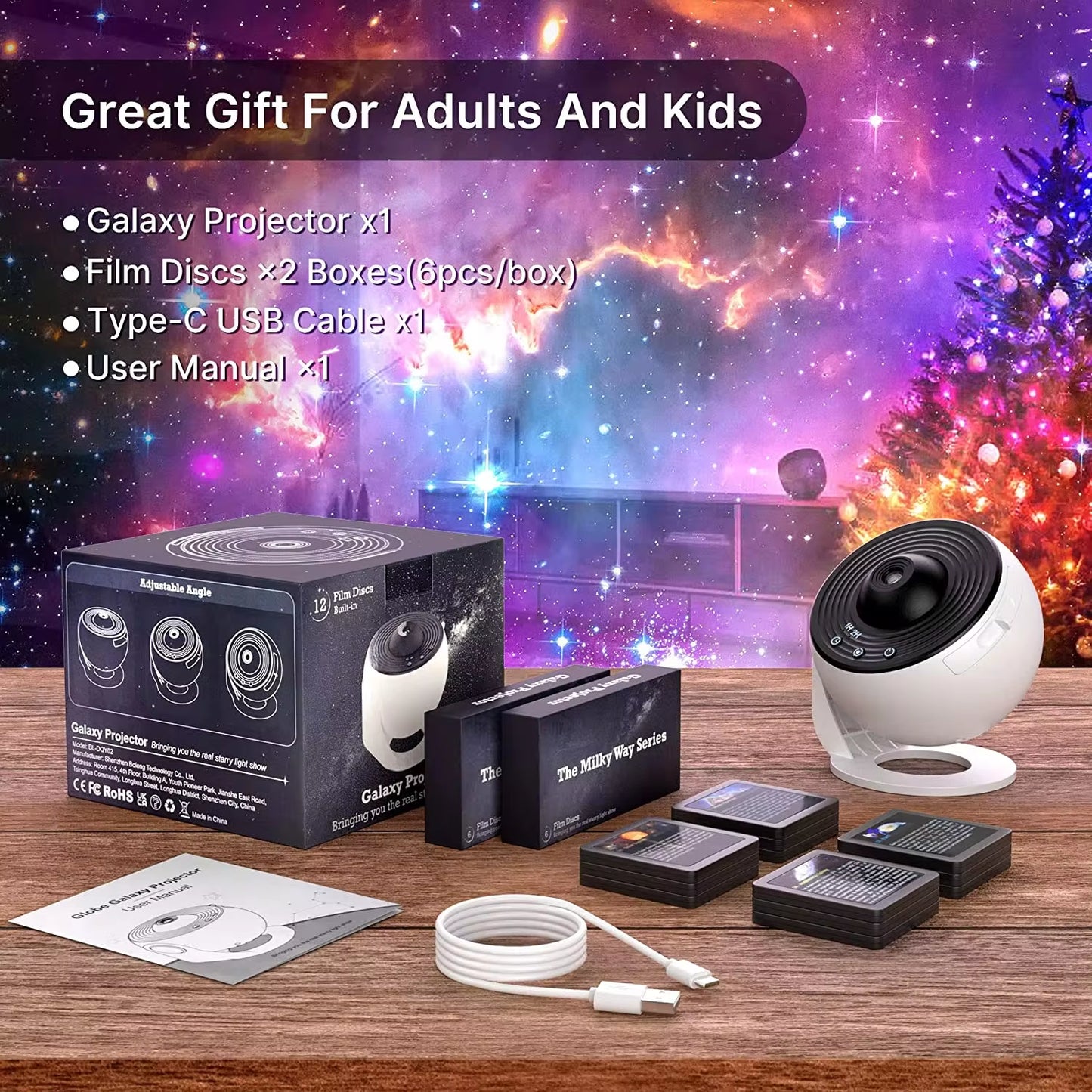 Ultimate 13-in-1 Galaxy Star Projector - Transform Your Bedroom with Stunning Aurora & Planetarium Night Lights for All Ages!