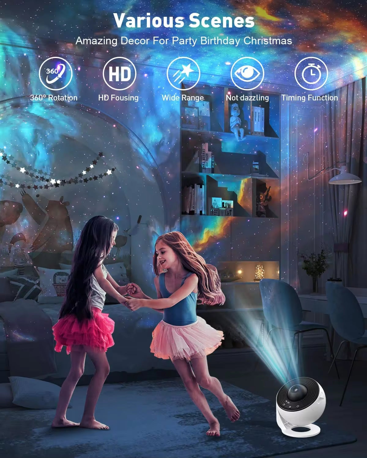 Ultimate 13-in-1 Galaxy Star Projector - Transform Your Bedroom with Stunning Aurora & Planetarium Night Lights for All Ages!