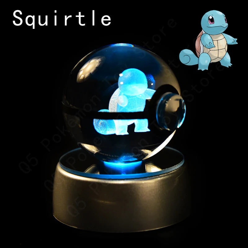 Pokemon Crystal Ball 3D Pikachu Mewtwo Mew Gengar Night Light Lamp Base Glass Ball