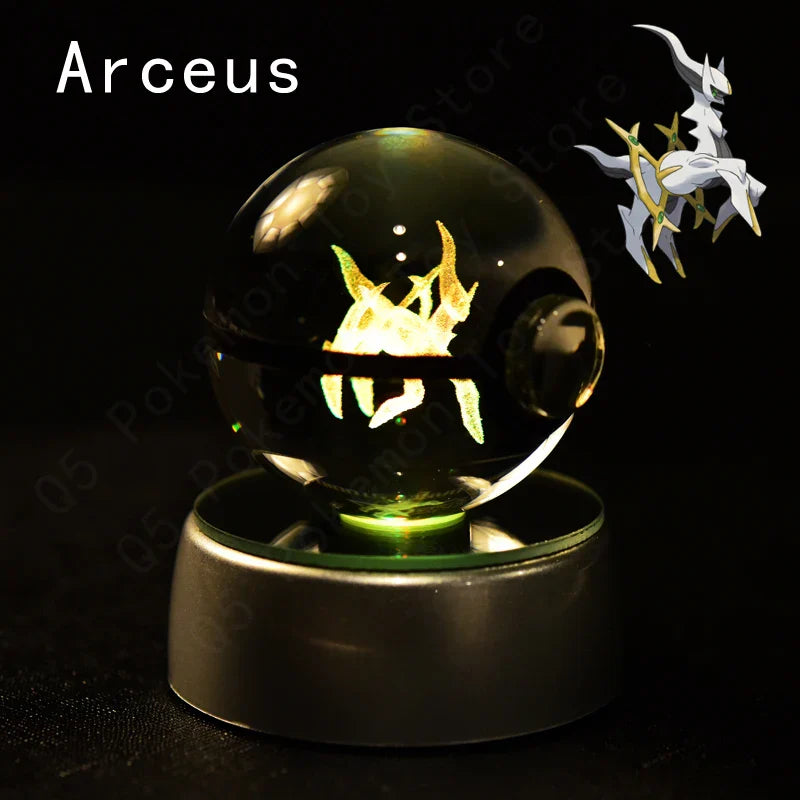 Pokemon Crystal Ball 3D Pikachu Mewtwo Mew Gengar Night Light Lamp Base Glass Ball