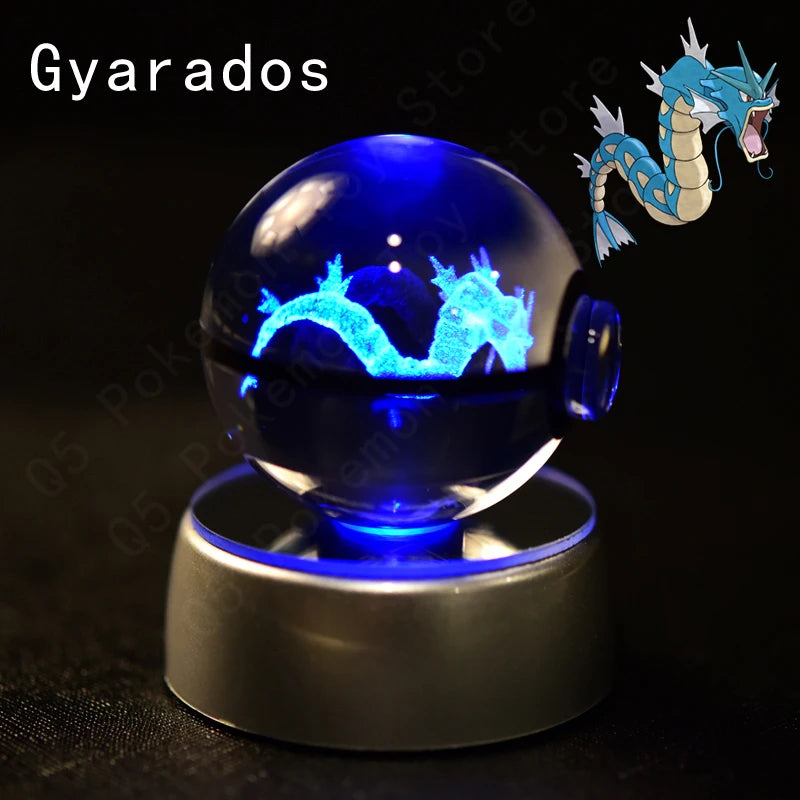 Pokemon Crystal Ball 3D Pikachu Mewtwo Mew Gengar Night Light Lamp Base Glass Ball
