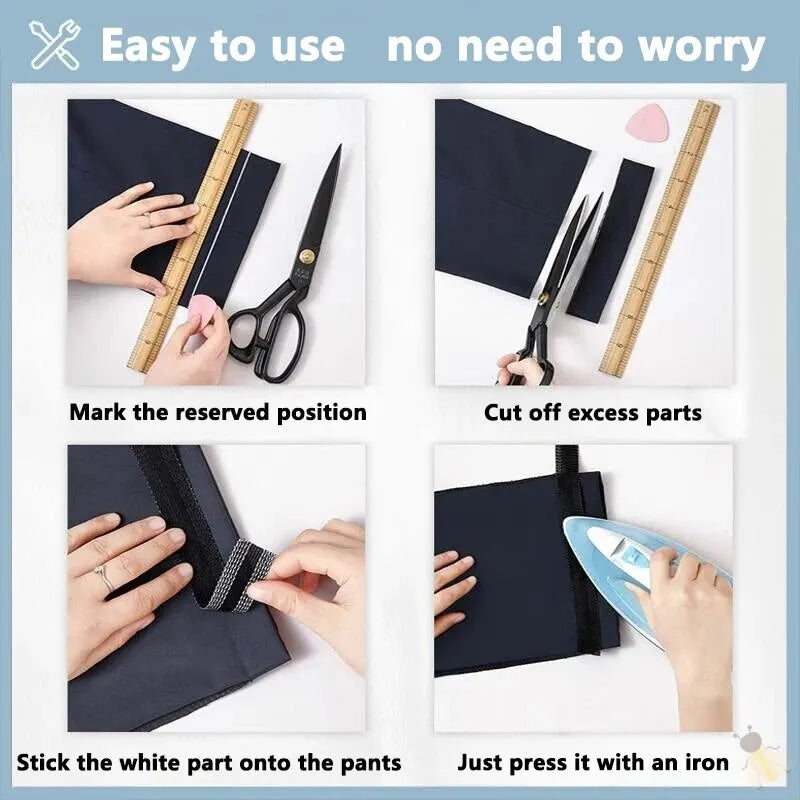 1-10M Self-Adhesive Pants Hem Paste Tape Trouser Edge Paste Iron-on Pant Shorten Repair Jean Hemming Tape For DIY Sewing Fabric