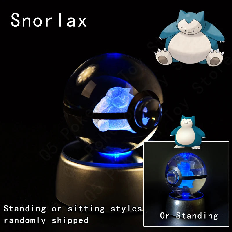 Pokemon Crystal Ball 3D Pikachu Mewtwo Mew Gengar Night Light Lamp Base Glass Ball
