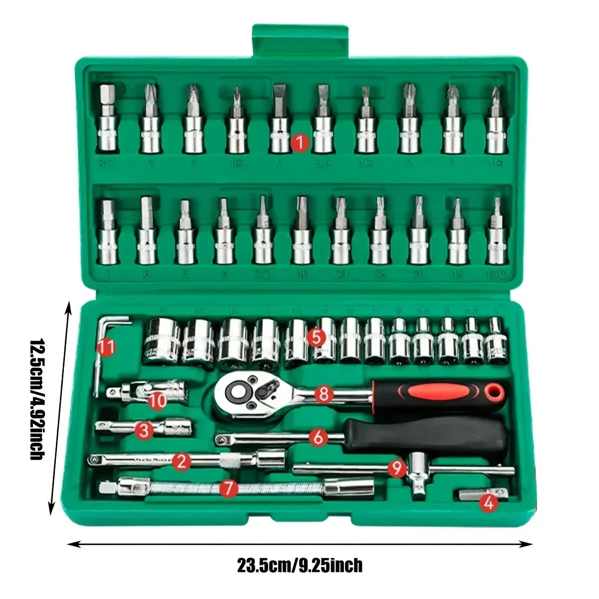 Mechanic Tool Kits for Auto Repair House with Sockets Metric Hex Bit Socket