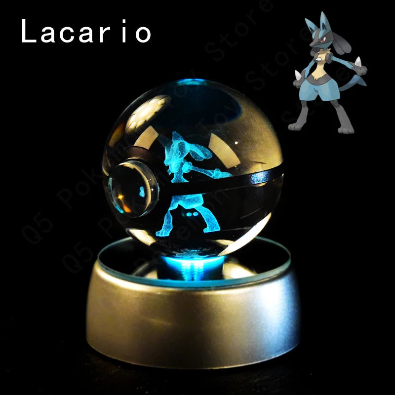 Pokemon Crystal Ball 3D Pikachu Mewtwo Mew Gengar Night Light Lamp Base Glass Ball